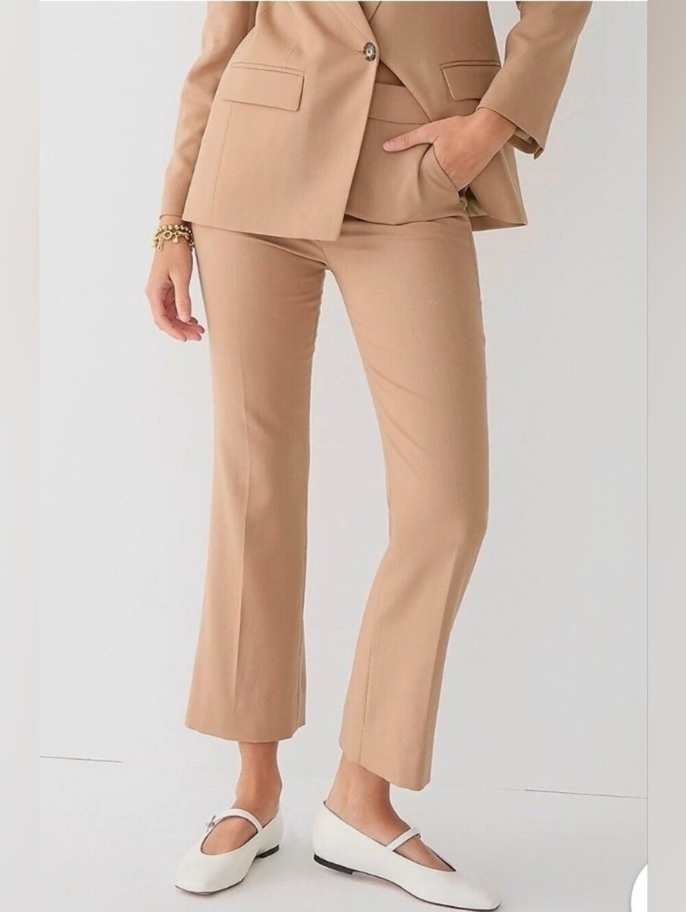 J Crew Willa Cropped Flare Pant in Italian City Wool Sz 10